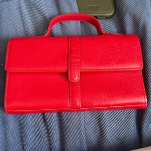 Caslon Bold Red Leather Wristlet